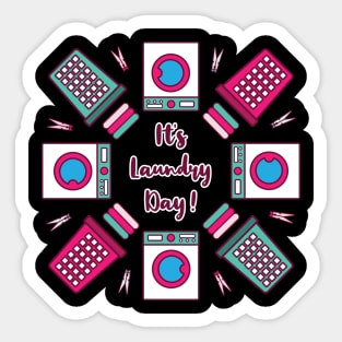 It's Laundry Day Mandala | Green Pink | Black Sticker